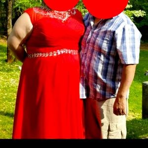 Red sparkle prom dress